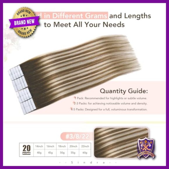 16 Inch Human Hair Tape In Extensions 20 Pieces Seamless Invisible Edge main image 4